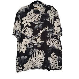 Tommy Bahama Sz XL 100% Silk Tropical‎ Print Camp Shirt Coastal Resortwear